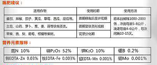 高磷型大量元素水溶肥料10-52-10+TE-金納多-沃爾特2