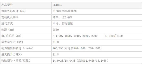 雙力SL1804輪式拖拉機(jī)參數(shù)