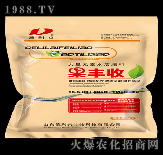 大量元素水溶肥料（果豐收）15-5-30+4Ca+1Mg+TE-德利來