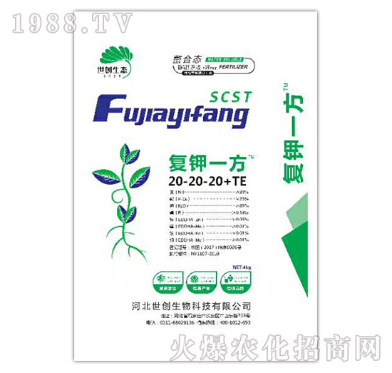 螯合態(tài)水溶肥20-20-20+TE-復(fù)鉀一方-世創(chuàng)生態(tài)