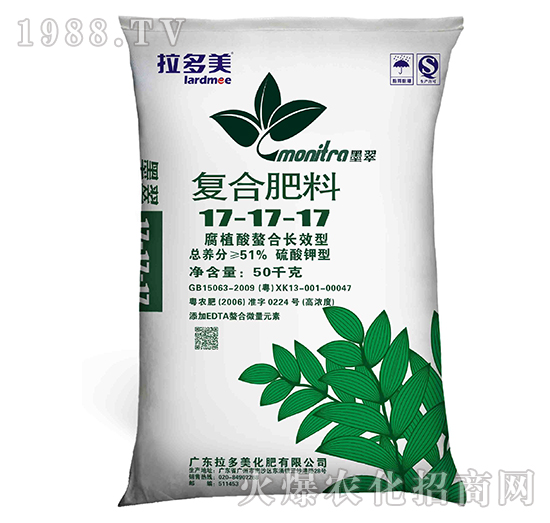 復合肥料-墨翠（17-17-17）硫酸鉀型-拉多美