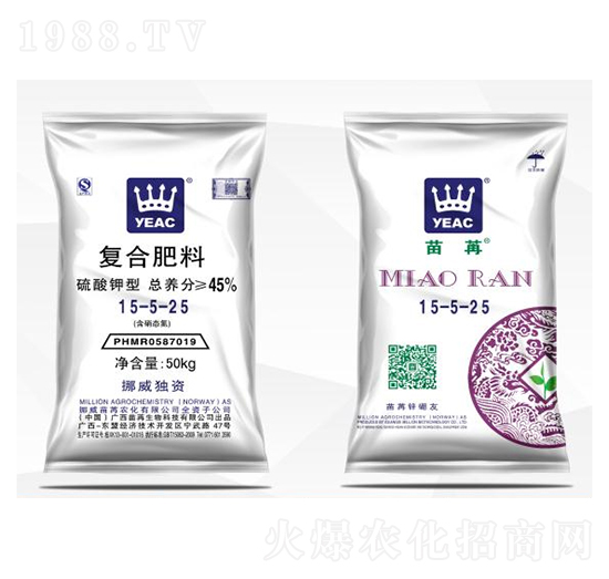 硫酸鉀型復(fù)合肥料15-5-25（50kg）-苗苒農(nóng)化