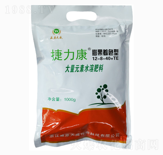 膨果著色型大量元素水溶肥料12-8-40+TE-捷力康-威原天盛