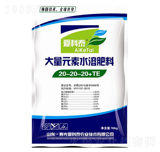 大量元素水溶肥料20-20-20+TE-愛(ài)科泰