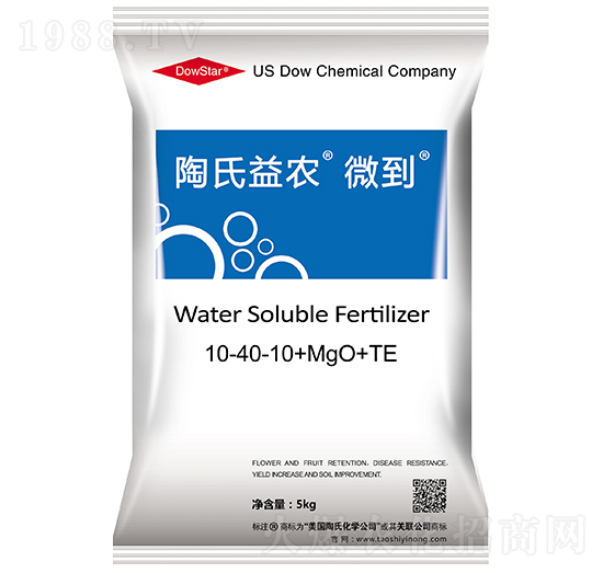 5kg大量元素水溶肥料10-40-10+MgO+TE-微到-陶氏益農(nóng)